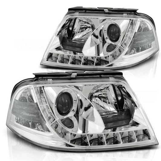 Scheinwerfer LED Tagfahrlicht Optik passend für VW Passat 3BG Bj. 00-05 Chrom