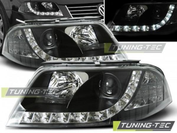 Scheinwerfer LED Tagfahrlicht Optik passend für VW Passat 3BG Bj. 00-05 Schwarz