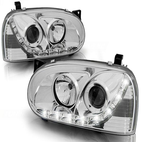 Scheinwerfer LED Tagfahrlicht Optik passend für VW Golf 3 91-97 Chrom