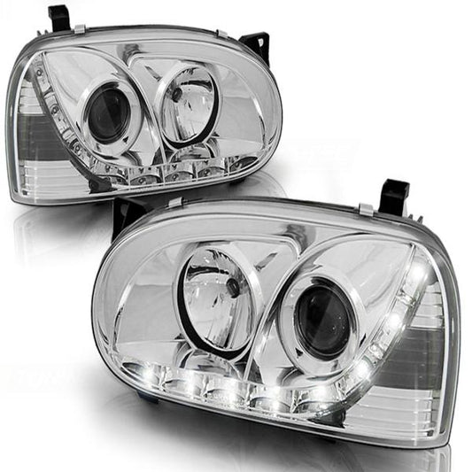 Scheinwerfer LED Tagfahrlicht Optik passend für VW Golf 3 91-97 Chrom