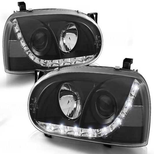 Scheinwerfer LED Tagfahrlicht Optik passend für VW Golf 3 91-97 Schwarz