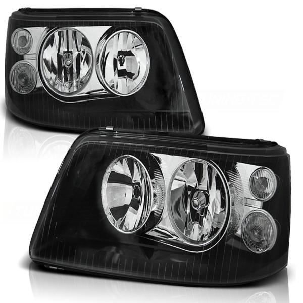 Doppellinsen Scheinwerfer Klarglas passend für VW T5 Bj. 03-09 Schwarz
