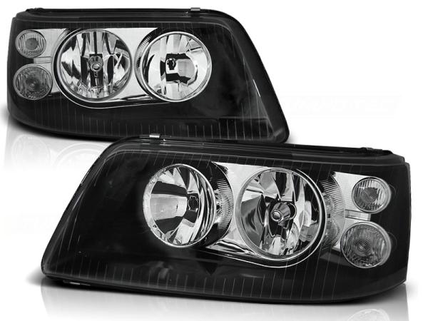 Doppellinsen Scheinwerfer Klarglas passend für VW T5 Bj. 03-09 Schwarz