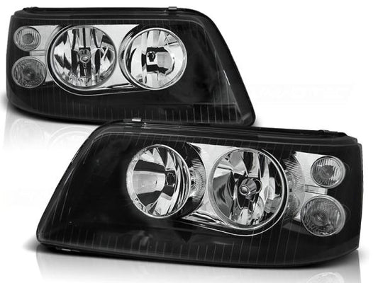 Doppellinsen Scheinwerfer Klarglas passend für VW T5 Bj. 03-09 Schwarz
