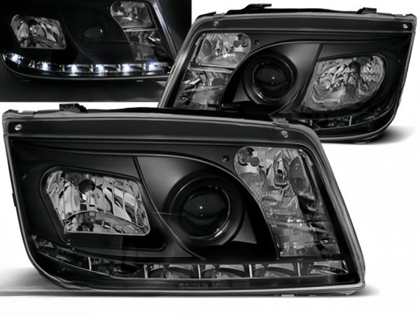 LED Tagfahrlicht Design Scheinwerfer passend für VW Bora 98-05 schwarz