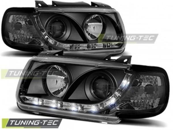 Scheinwerfer LED Tagfahrlicht Optik passend für VW Polo 6N Bj. 94-99 Schwarz