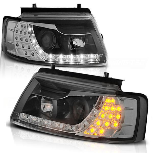 Scheinwerfer Tagfahrlicht Optik passend für VW Passat 3B Bj. 96-00 Schwarz LED Blinker
