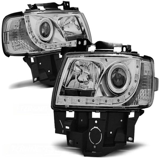 Scheinwerfer LED Tagfahrlicht Optik passend für VW T4 Multivan Caravelle Bj. 96-03 Chrom