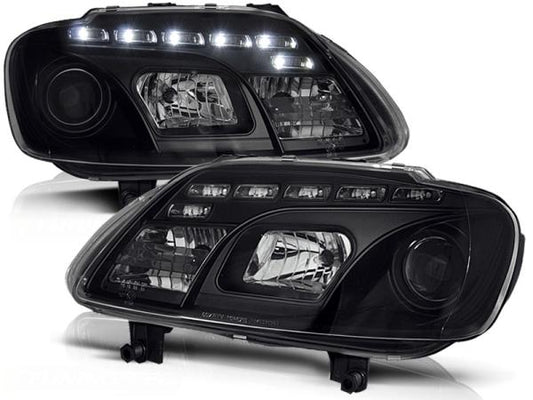 Scheinwerfer LED Tagfahrlicht Optik passend für VW Touran 1T / Caddy 3 (2K) Schwarz