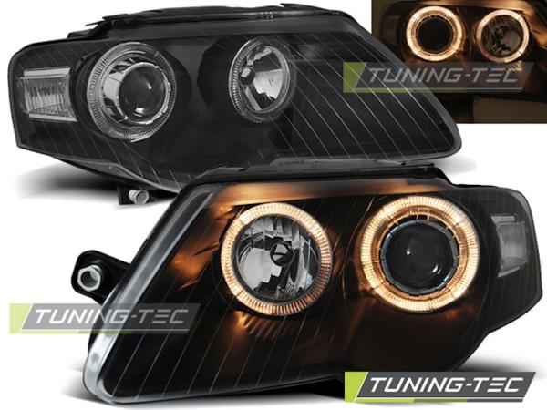 Design Angel Eyes Scheinwerfer passend für VW Passat 3C B6 03/05-10 schwarz