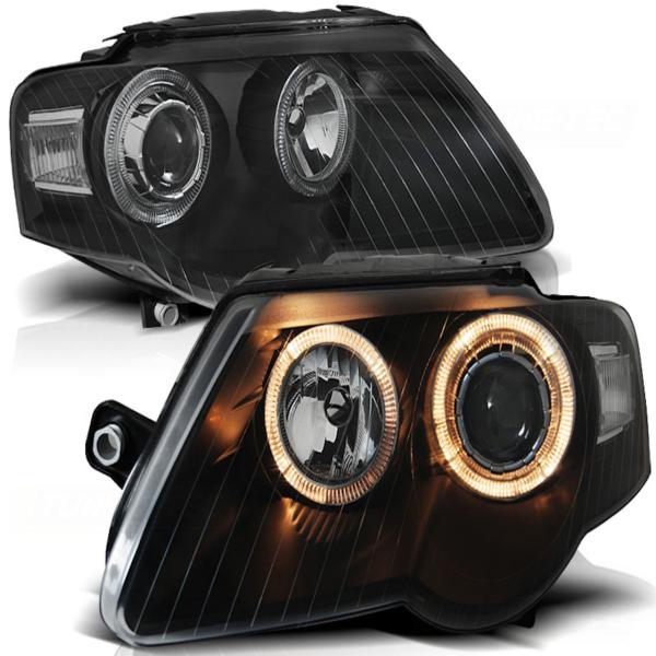 Design Angel Eyes Scheinwerfer passend für VW Passat 3C B6 03/05-10 schwarz