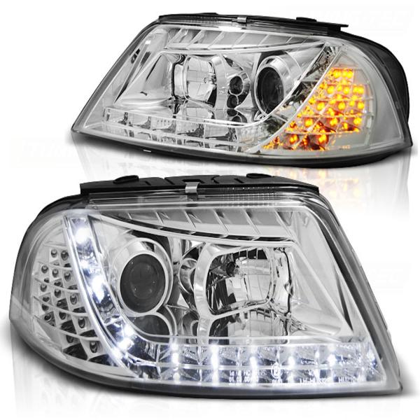 Scheinwerfer LED Tagfahrlicht Optik passend für VW Passat 3BG 00-05 Chrom LED Blinker