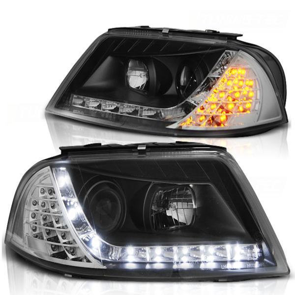 Scheinwerfer LED Tagfahrlicht Optik passend für VW Passat 3BG 00-05 Chrom LED Blinker
