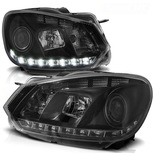 LED Tagfahrlicht Scheinwerfer passend für VW Golf 6 08-12 schwarz