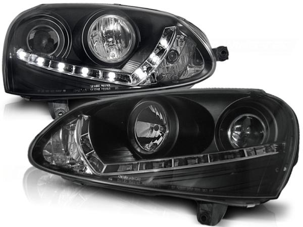 Scheinwerfer LED Tagfahrlicht Optik passend für VW Golf 5 Jetta 5 Bj. 03-10 Schwarz