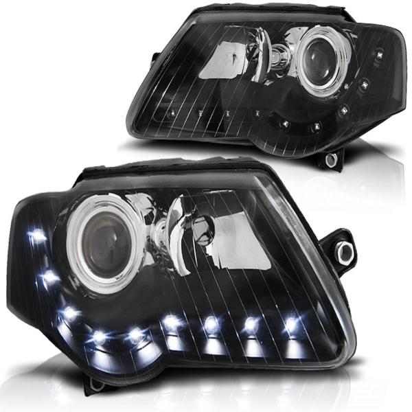 Scheinwerfer LED Tagfahrlicht Optik passend für VW Passat 3C B6 Bj. 05-10 Schwarz