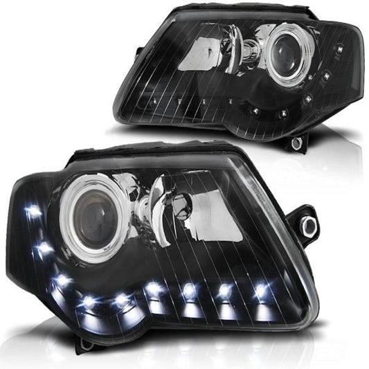 Scheinwerfer LED Tagfahrlicht Optik passend für VW Passat 3C B6 Bj. 05-10 Schwarz