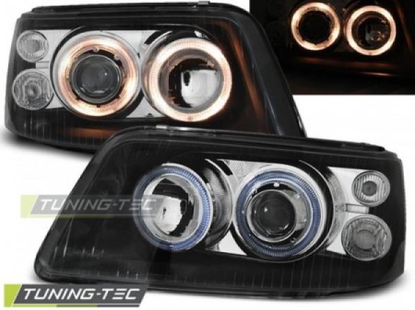 Scheinwerfer Angel Eyes passend für VW T5 Bj. 03-09 Schwarz