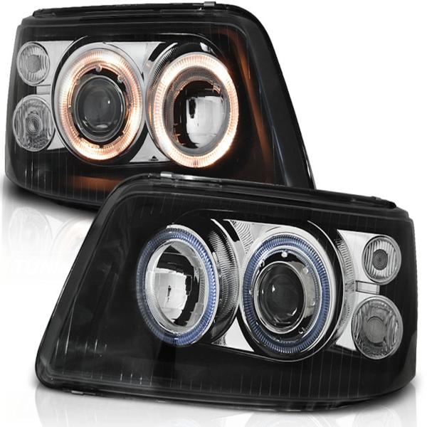 Scheinwerfer Angel Eyes passend für VW T5 Bj. 03-09 Schwarz