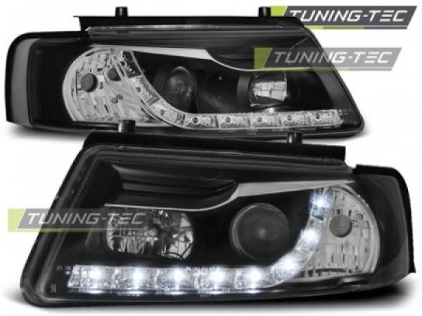 LED Tagfahrlicht Design Scheinwerfer passend für VW Passat 3B (B5) 96-00 schwarz