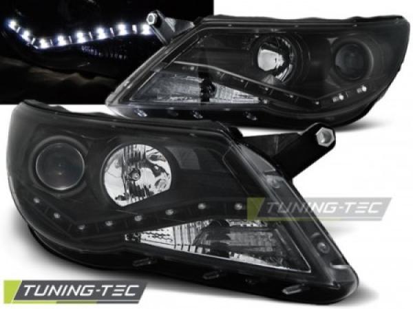 Scheinwerfer LED Tagfahrlicht Optik passend für VW Tiguan 5N Bj. 07-11 Schwarz