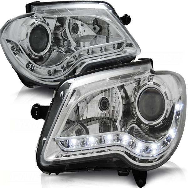 Scheinwerfer LED Tagfahrlicht Optik passend für VW Touran 1T GP Facelift Bj. 06-10 Chrom