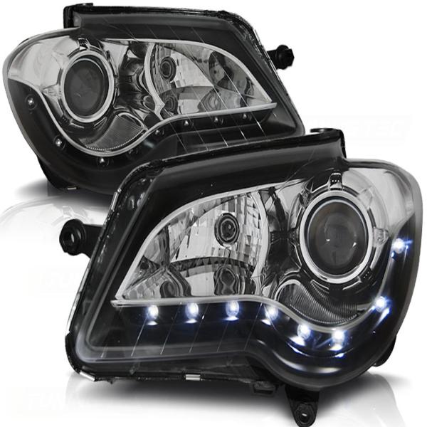Scheinwerfer LED Tagfahrlicht Optik passend für VW Touran 1T GP Facelift Bj. 06-10 Schwarz