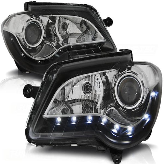 Scheinwerfer LED Tagfahrlicht Optik passend für VW Touran 1T GP Facelift Bj. 06-10 Schwarz