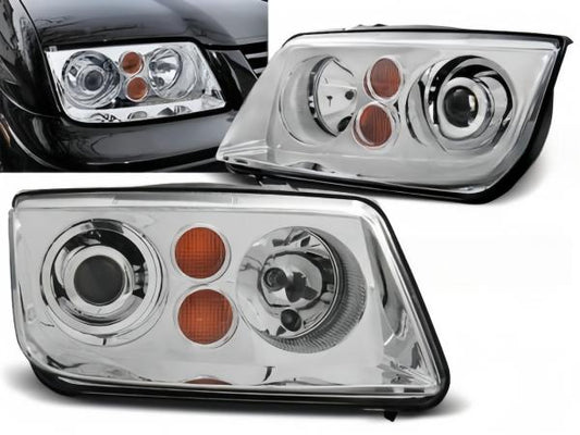 Klarglas Xenon Design für Scheinwerfer passend für VW Bora 98-05 chrom