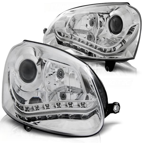Scheinwerfer LED Tagfahrlicht Optik passend für VW Golf 5 Jetta 5 Bj. 03-10 Chrom