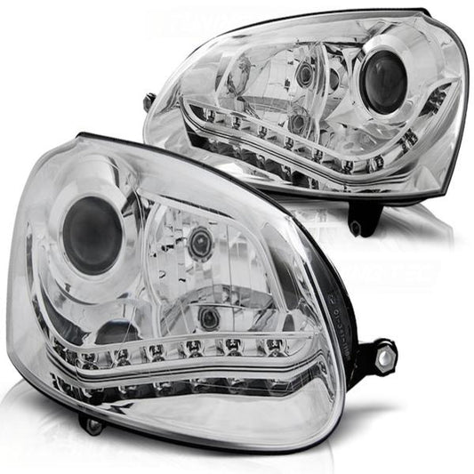 Scheinwerfer LED Tagfahrlicht Optik passend für VW Golf 5 Jetta 5 Bj. 03-10 Chrom
