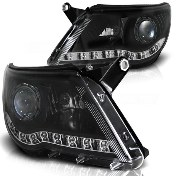 Scheinwerfer LED Tagfahrlicht Optik passend für VW Tiguan 5N Bj. 07-11 Schwarz