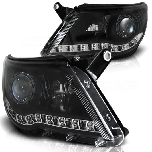 Scheinwerfer LED Tagfahrlicht Optik passend für VW Tiguan 5N Bj. 07-11 Schwarz