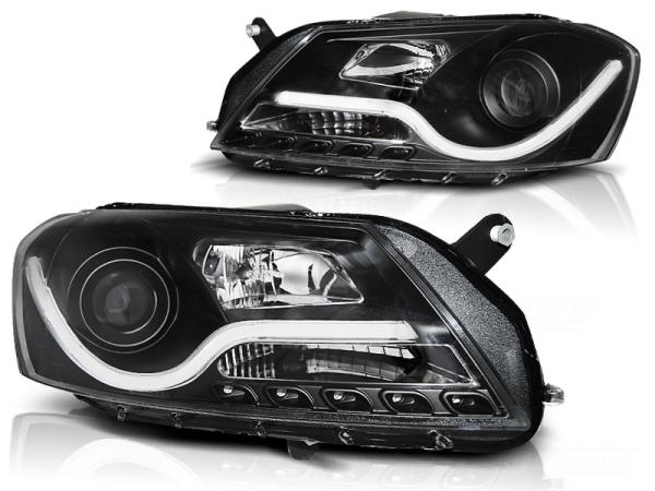 LED Tagfahrlicht Design Scheinwerfer passend für VW Passat B7 10-14 schwarz
