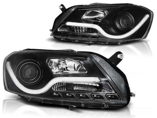 LED Tagfahrlicht Design Scheinwerfer passend für VW Passat B7 10-14 schwarz