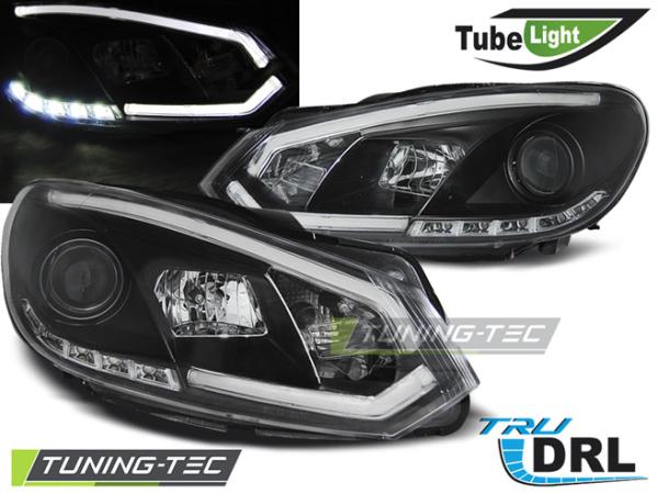LED Tagfahrlicht Scheinwerfer passend für VW Golf 6 08-12 schwarz