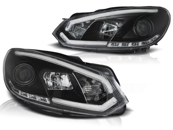 LED Tagfahrlicht Scheinwerfer passend für VW Golf 6 08-12 schwarz
