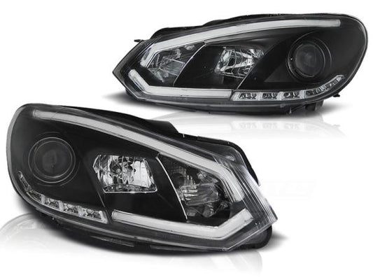 LED Tagfahrlicht Scheinwerfer passend für VW Golf 6 08-12 schwarz