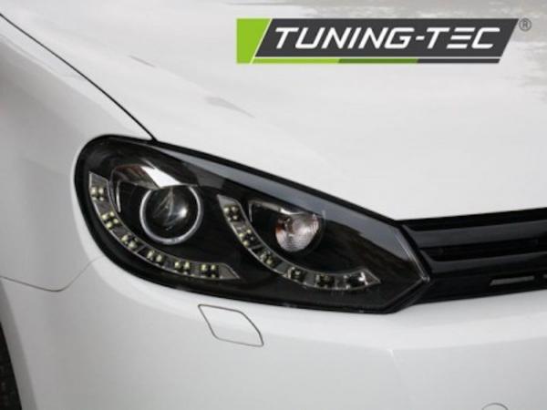 Scheinwerfer DRL LED Tagfahrlicht passend für VW Golf 6 Bj. 08-13 Schwarz Dual DRL