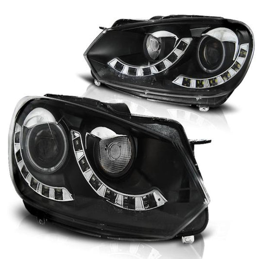 Scheinwerfer DRL LED Tagfahrlicht passend für VW Golf 6 Bj. 08-13 Schwarz Dual DRL