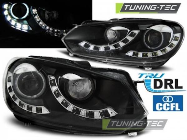 Scheinwerfer DRL LED Tagfahrlicht passend für VW Golf 6 Bj. 08-13 Schwarz Single DRL