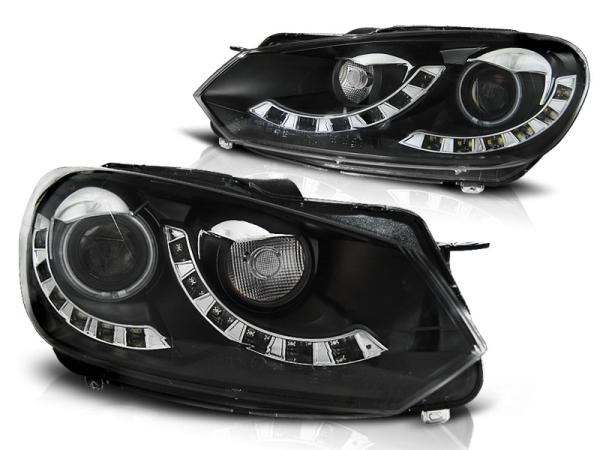 Scheinwerfer DRL LED Tagfahrlicht passend für VW Golf 6 Bj. 08-13 Schwarz Single DRL