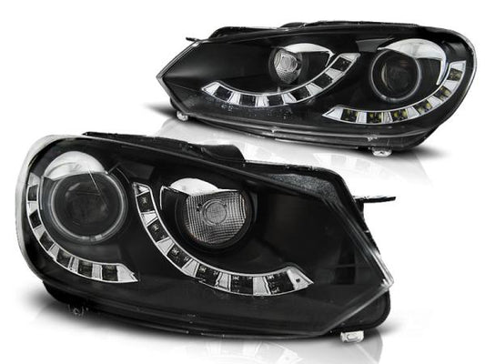 Scheinwerfer DRL LED Tagfahrlicht passend für VW Golf 6 Bj. 08-13 Schwarz Single DRL