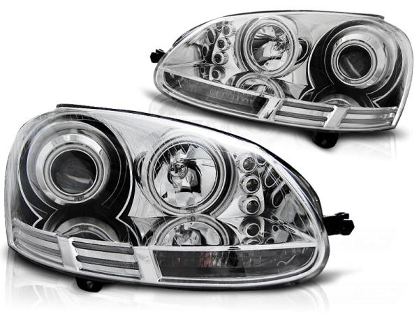 Scheinwerfer CCFL Angel Eyes passend für VW Golf 5 Jetta 5 Bj. 03-10 Chrom
