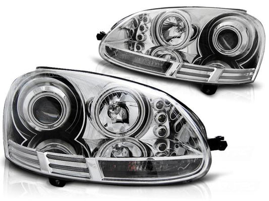 Scheinwerfer CCFL Angel Eyes passend für VW Golf 5 Jetta 5 Bj. 03-10 Chrom