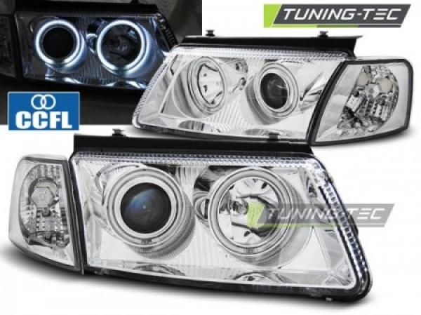 CCFL Angel Eyes Scheinwerfer passend für VW Passat 3B (B5) 96-00 chrom