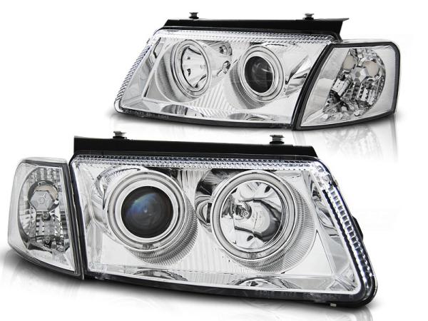 CCFL Angel Eyes Scheinwerfer passend für VW Passat 3B (B5) 96-00 chrom