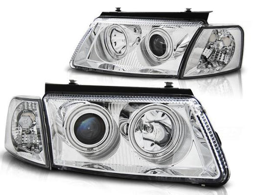 CCFL Angel Eyes Scheinwerfer passend für VW Passat 3B (B5) 96-00 chrom