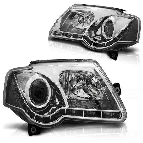 LED Tagfahrlicht Scheinwerfer passend für VW Passat 3C B6 05-10 chrom