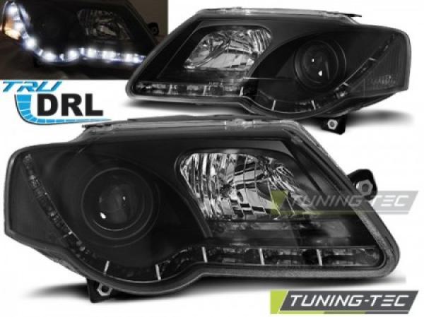 LED Tagfahrlicht Scheinwerfer passend für VW Passat 3C B6 05-10 schwarz